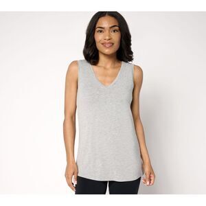 Soul Women's Top Sz M Soothing Knit Jersey V-Neck Tank w Support Gray A686343